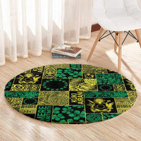 Cook Islands Mere Kiritimiti Round Carpet Pacific Patchwork Xmas Vibes - Polynesian Pride