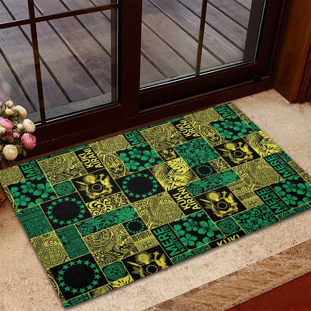 Cook Islands Mere Kiritimiti Rubber Doormat Pacific Patchwork Xmas Vibes - Polynesian Pride