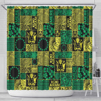 Cook Islands Mere Kiritimiti Shower Curtain Pacific Patchwork Xmas Vibes - Polynesian Pride