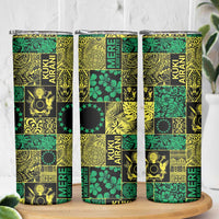Cook Islands Mere Kiritimiti Skinny Tumbler Pacific Patchwork Xmas Vibes - Polynesian Pride