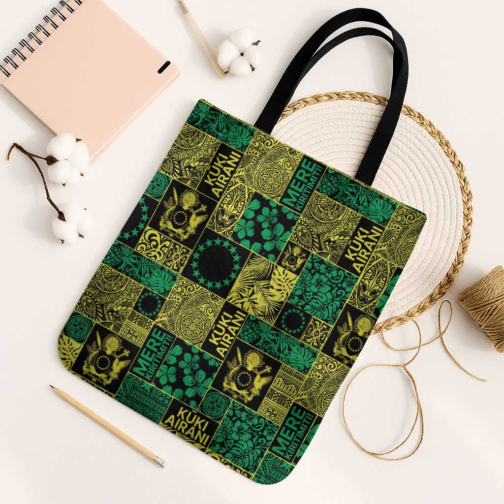Cook Islands Mere Kiritimiti Tote Bag Pacific Patchwork Xmas Vibes - Polynesian Pride