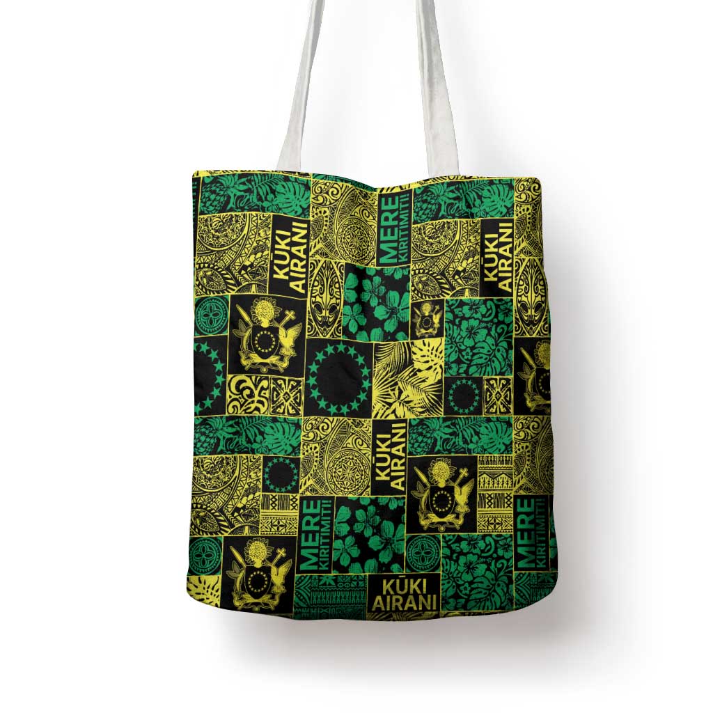Cook Islands Mere Kiritimiti Tote Bag Pacific Patchwork Xmas Vibes - Polynesian Pride