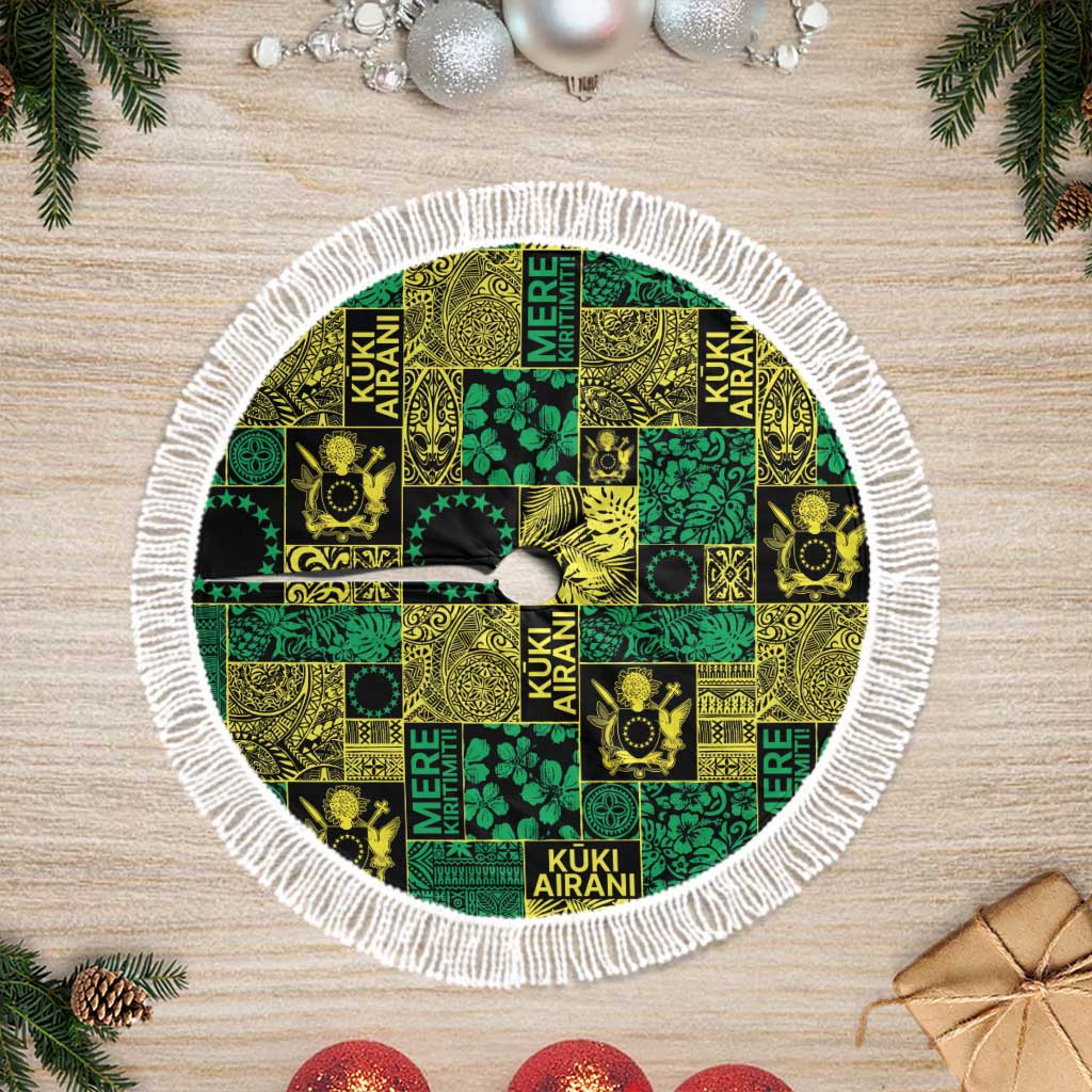 Cook Islands Mere Kiritimiti Tree Skirt Pacific Patchwork Xmas Vibes - Polynesian Pride