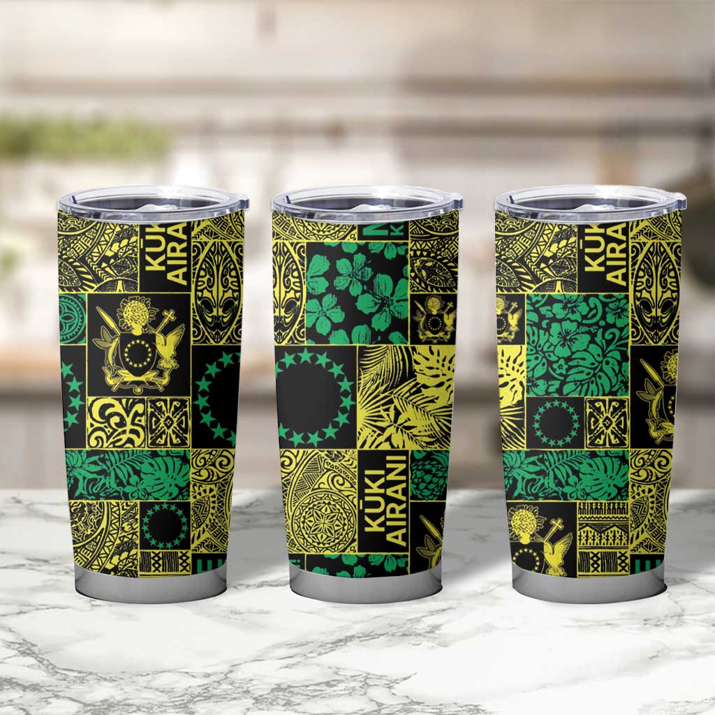 Cook Islands Mere Kiritimiti Tumbler Cup Pacific Patchwork Xmas Vibes - Polynesian Pride
