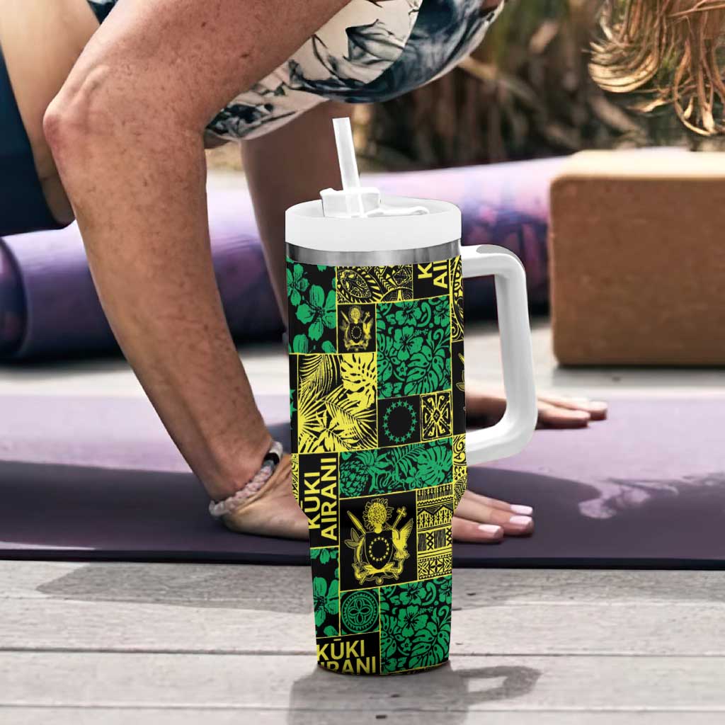 Cook Islands Mere Kiritimiti Tumbler With Handle Pacific Patchwork Xmas Vibes - Polynesian Pride