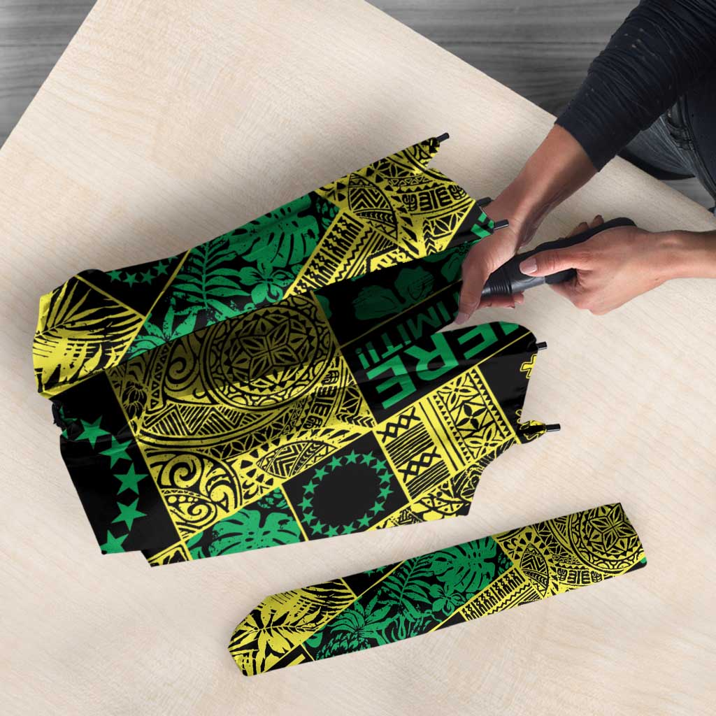 Cook Islands Mere Kiritimiti Umbrella Pacific Patchwork Xmas Vibes - Polynesian Pride