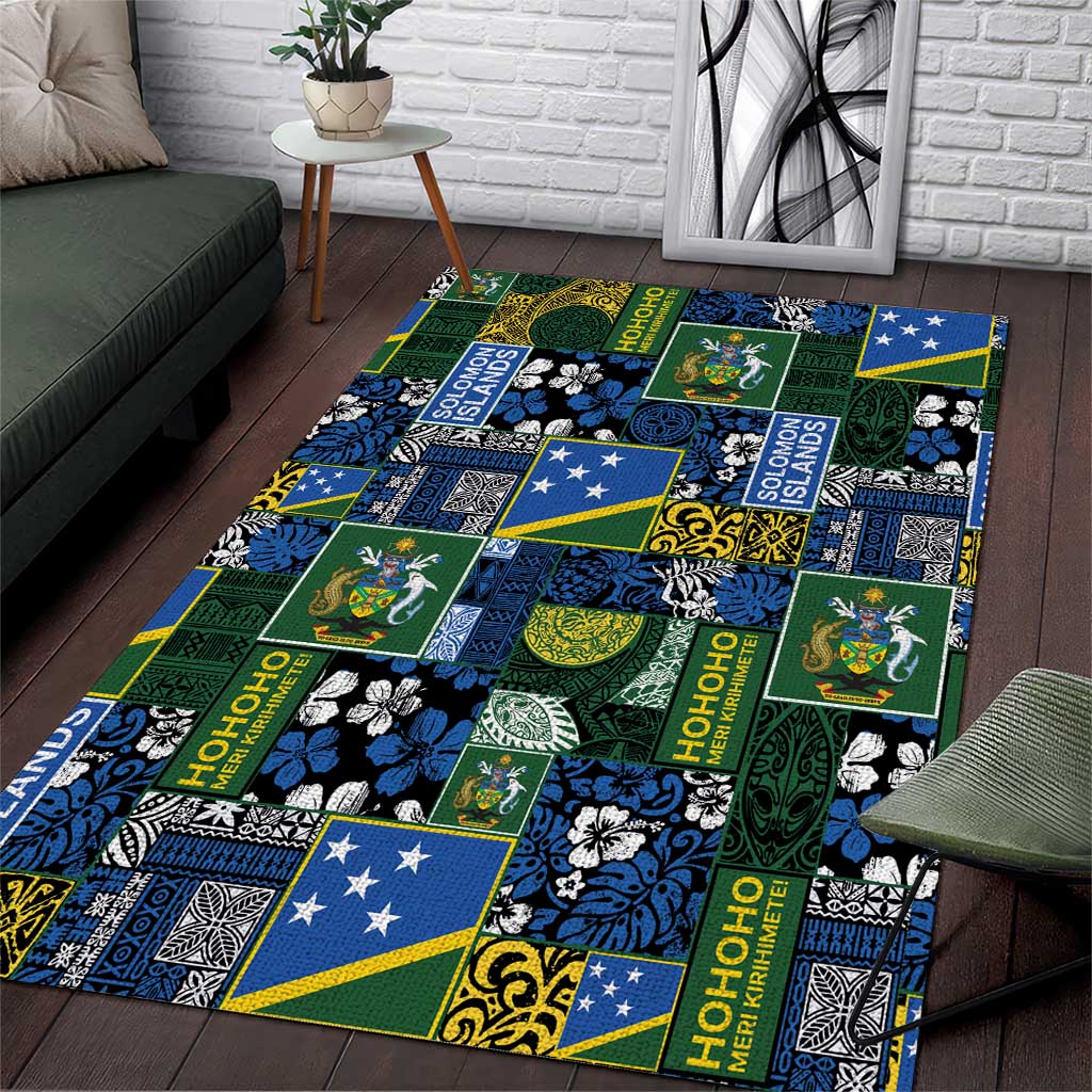 Solomon Islands Meri Kirihimete Area Rug Pacific Patchwork Xmas Vibes - Polynesian Pride