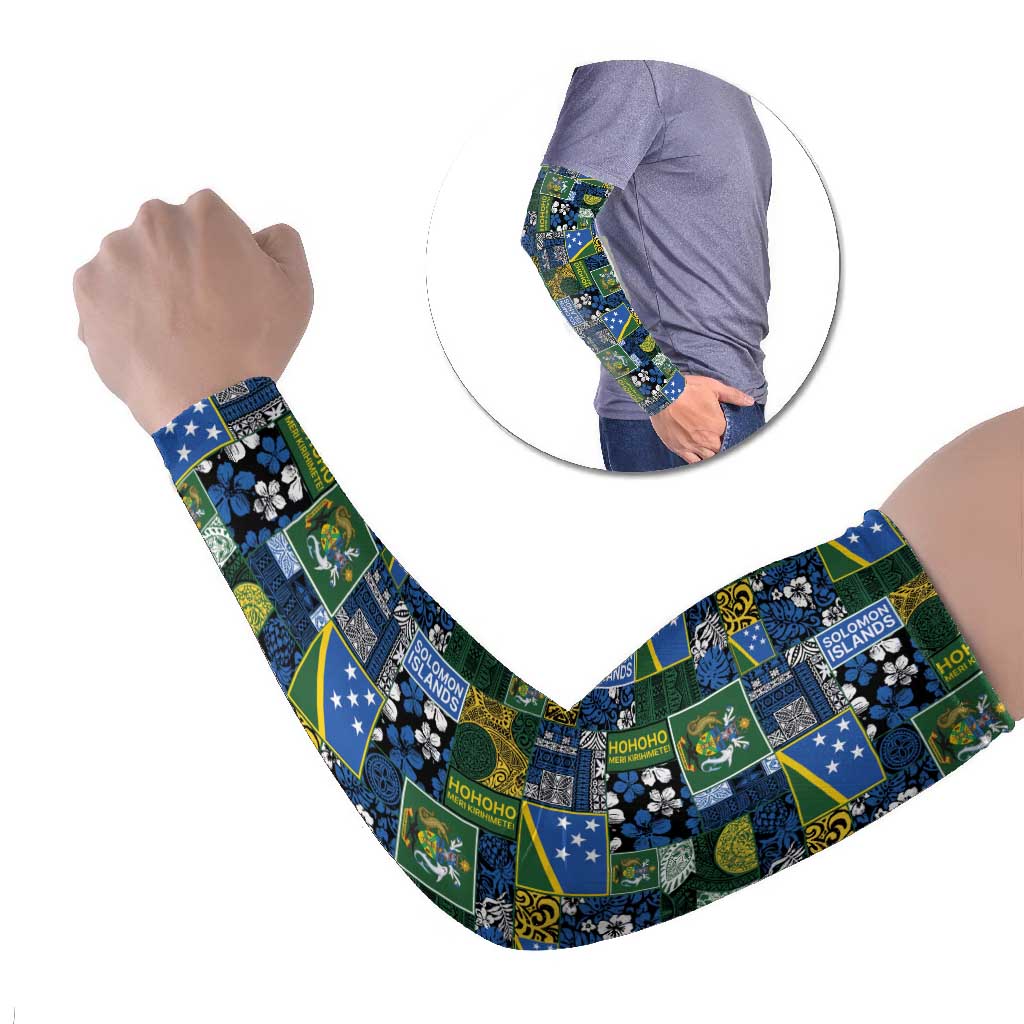 Solomon Islands Meri Kirihimete Arm Sleeves Pacific Patchwork Xmas Vibes - Polynesian Pride