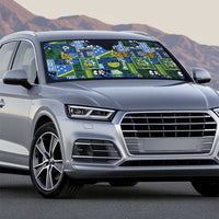 Solomon Islands Meri Kirihimete Auto Sun Shade Pacific Patchwork Xmas Vibes - Polynesian Pride