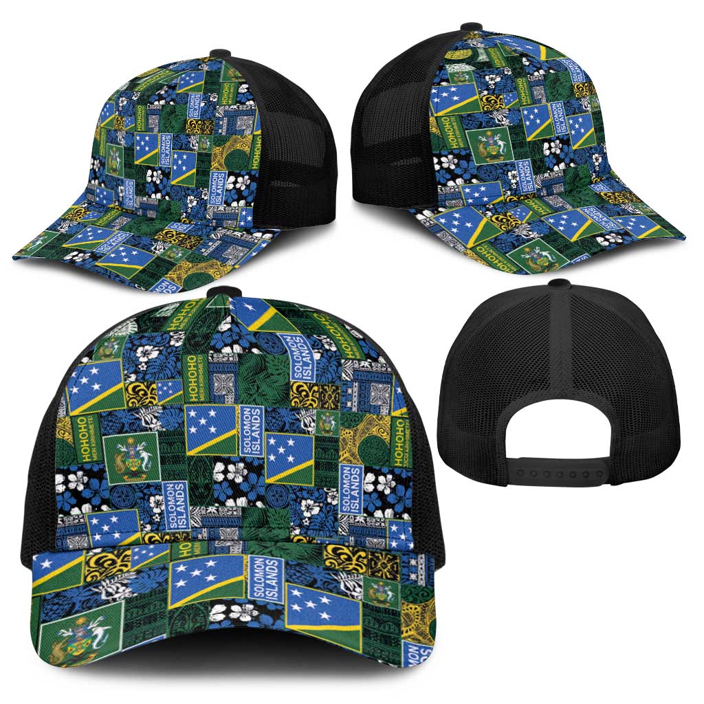 Solomon Islands Meri Kirihimete Baseball Net Cap Pacific Patchwork Xmas Vibes - Polynesian Pride