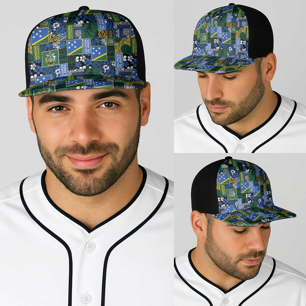 Solomon Islands Meri Kirihimete Baseball Net Cap Pacific Patchwork Xmas Vibes - Polynesian Pride