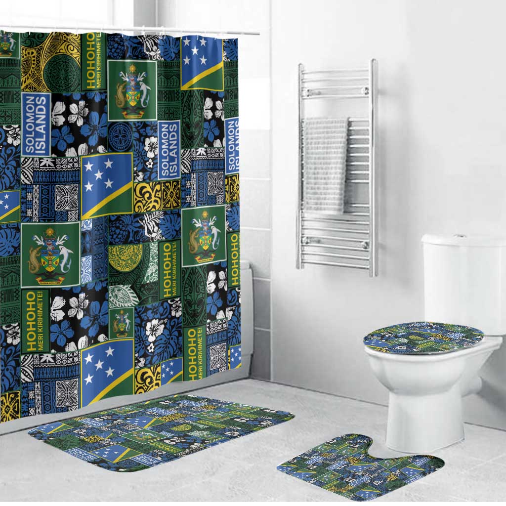 Solomon Islands Meri Kirihimete Bathroom Set Pacific Patchwork Xmas Vibes - Polynesian Pride