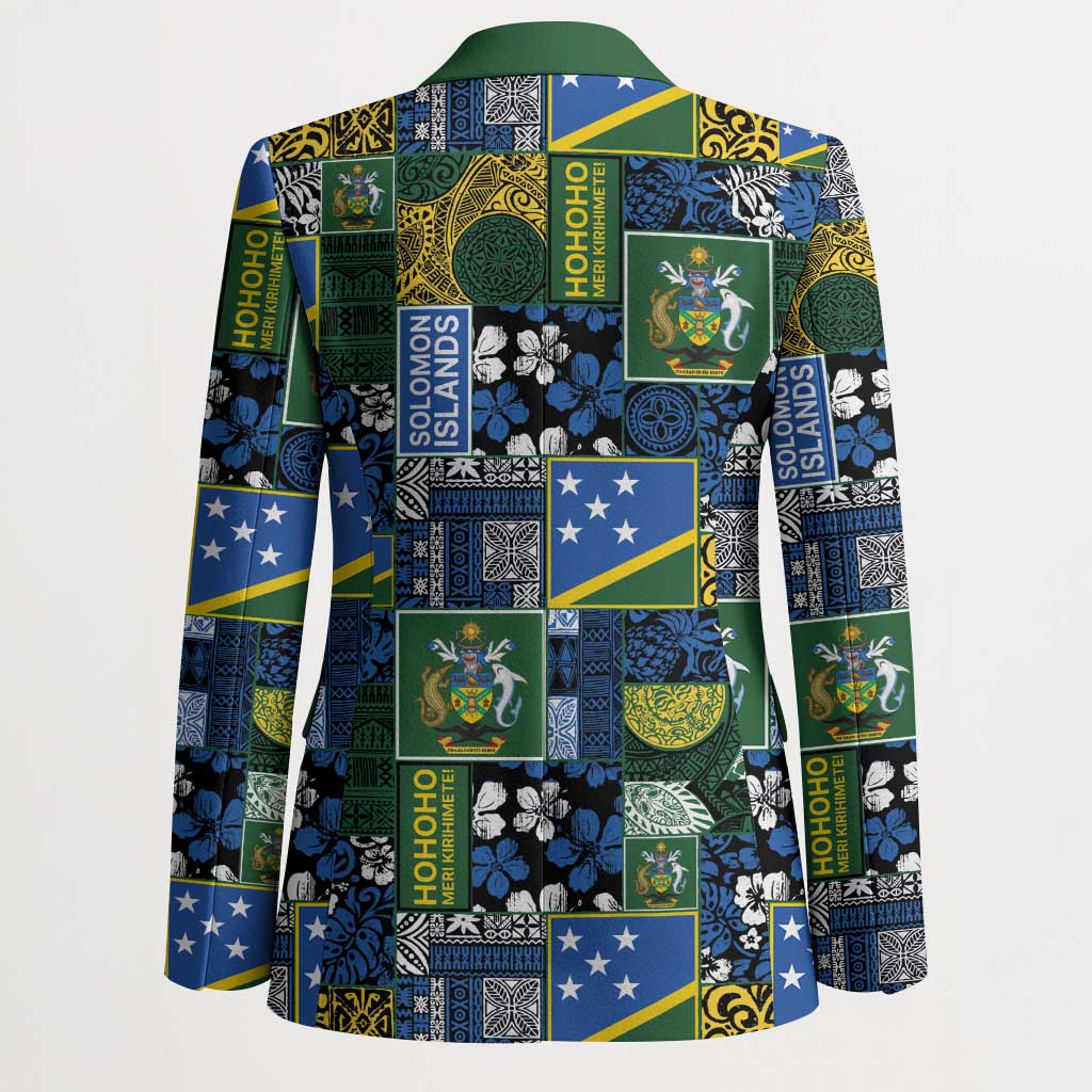 Solomon Islands Meri Kirihimete Blazer Pacific Patchwork Xmas Vibes - Polynesian Pride