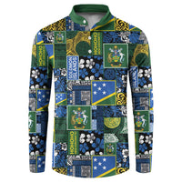 Solomon Islands Meri Kirihimete Button Sweatshirt Pacific Patchwork Xmas Vibes - Polynesian Pride