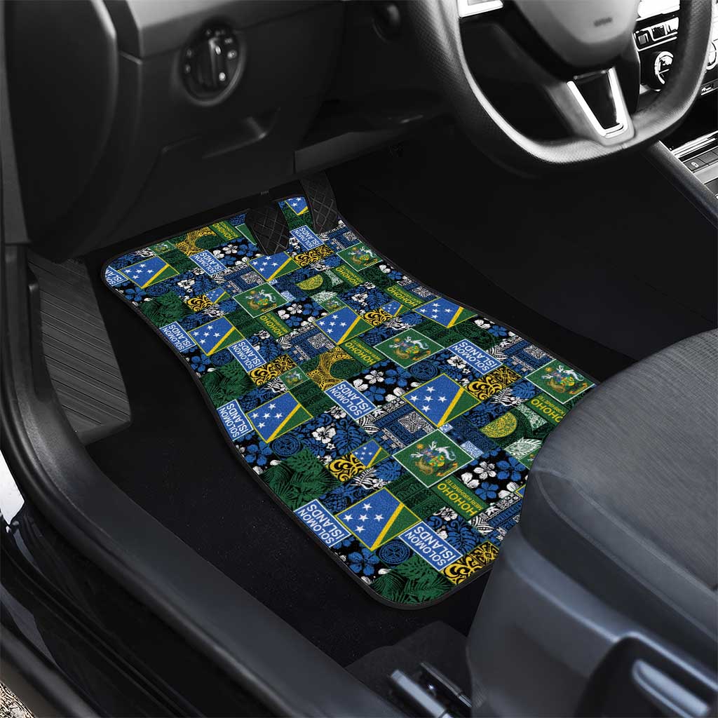 Solomon Islands Meri Kirihimete Car Mats Pacific Patchwork Xmas Vibes - Polynesian Pride
