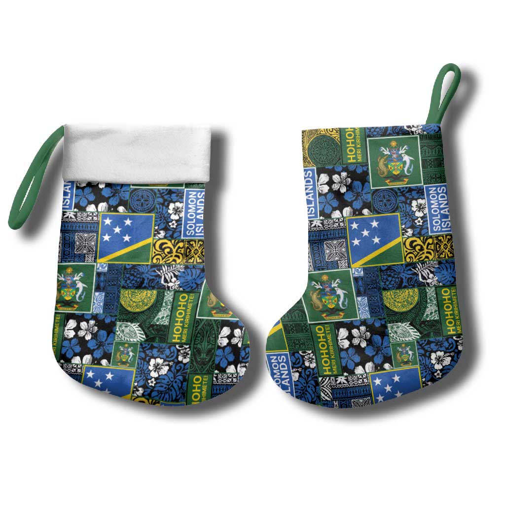 Solomon Islands Meri Kirihimete Christmas Stocking Pacific Patchwork Xmas Vibes - Polynesian Pride