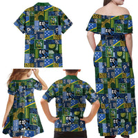 Solomon Islands Meri Kirihimete Family Matching Off Shoulder Maxi Dress and Hawaiian Shirt Pacific Patchwork Xmas Vibes - Polynesian Pride