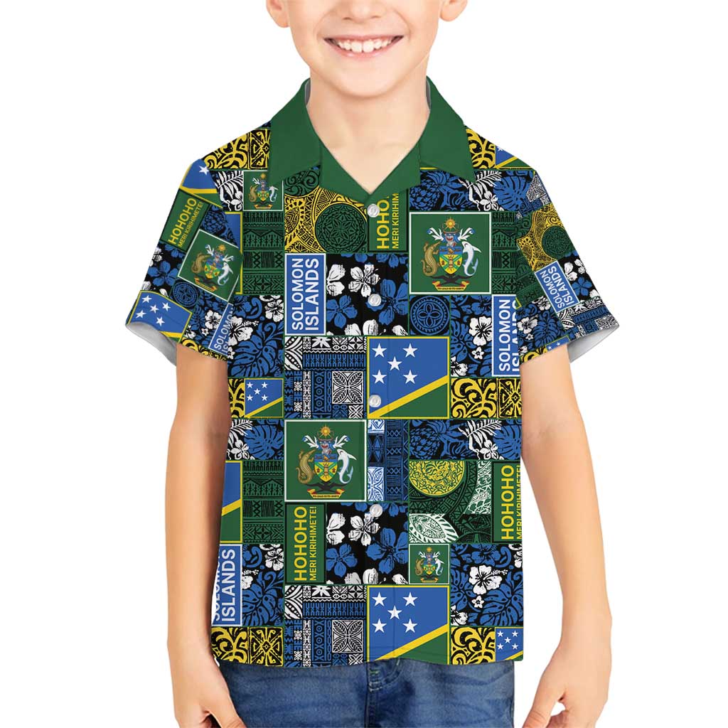 Solomon Islands Meri Kirihimete Family Matching Puletasi and Hawaiian Shirt Pacific Patchwork Xmas Vibes - Polynesian Pride