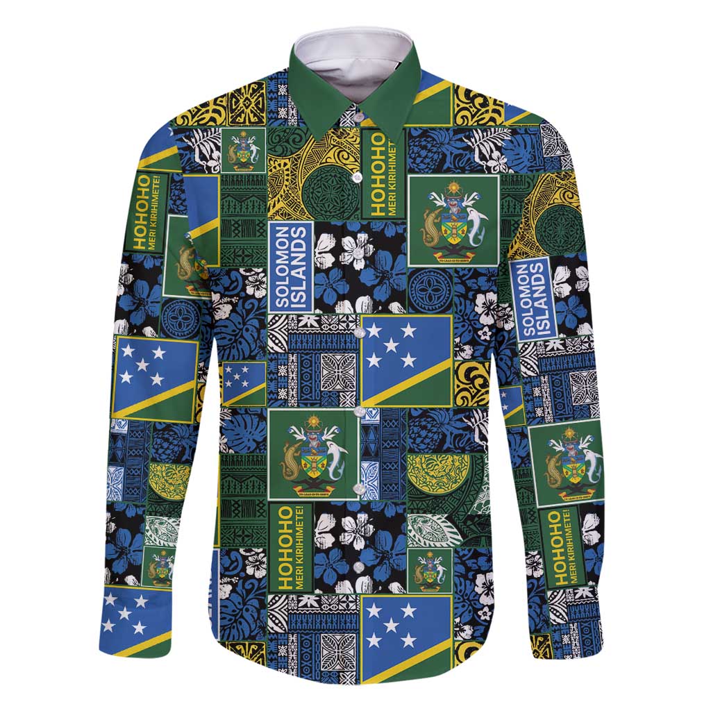 Solomon Islands Meri Kirihimete Family Matching Tank Maxi Dress and Hawaiian Shirt Pacific Patchwork Xmas Vibes - Polynesian Pride