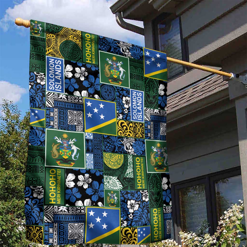 Solomon Islands Meri Kirihimete Garden Flag Pacific Patchwork Xmas Vibes - Polynesian Pride