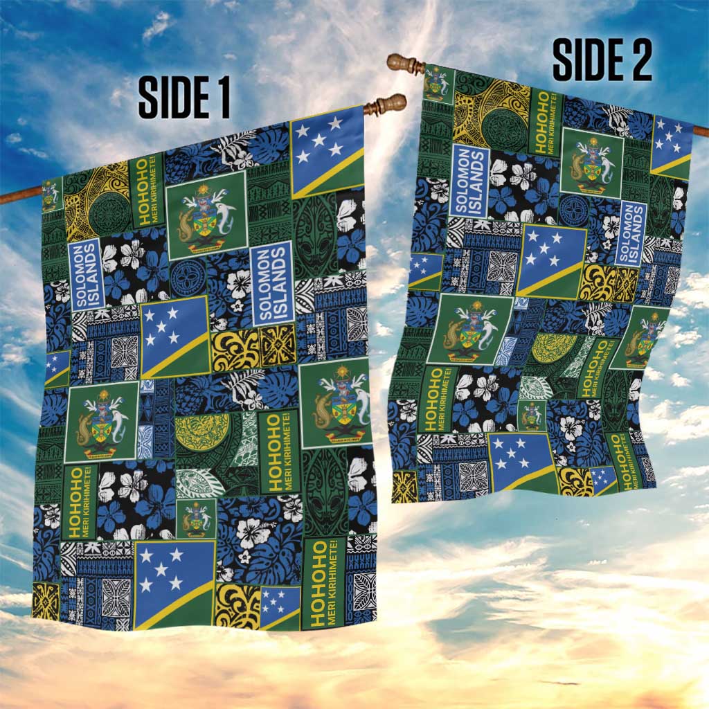 Solomon Islands Meri Kirihimete Garden Flag Pacific Patchwork Xmas Vibes - Polynesian Pride