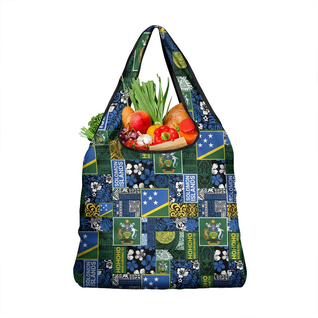 Solomon Islands Meri Kirihimete Grocery Bag Pacific Patchwork Xmas Vibes - Polynesian Pride