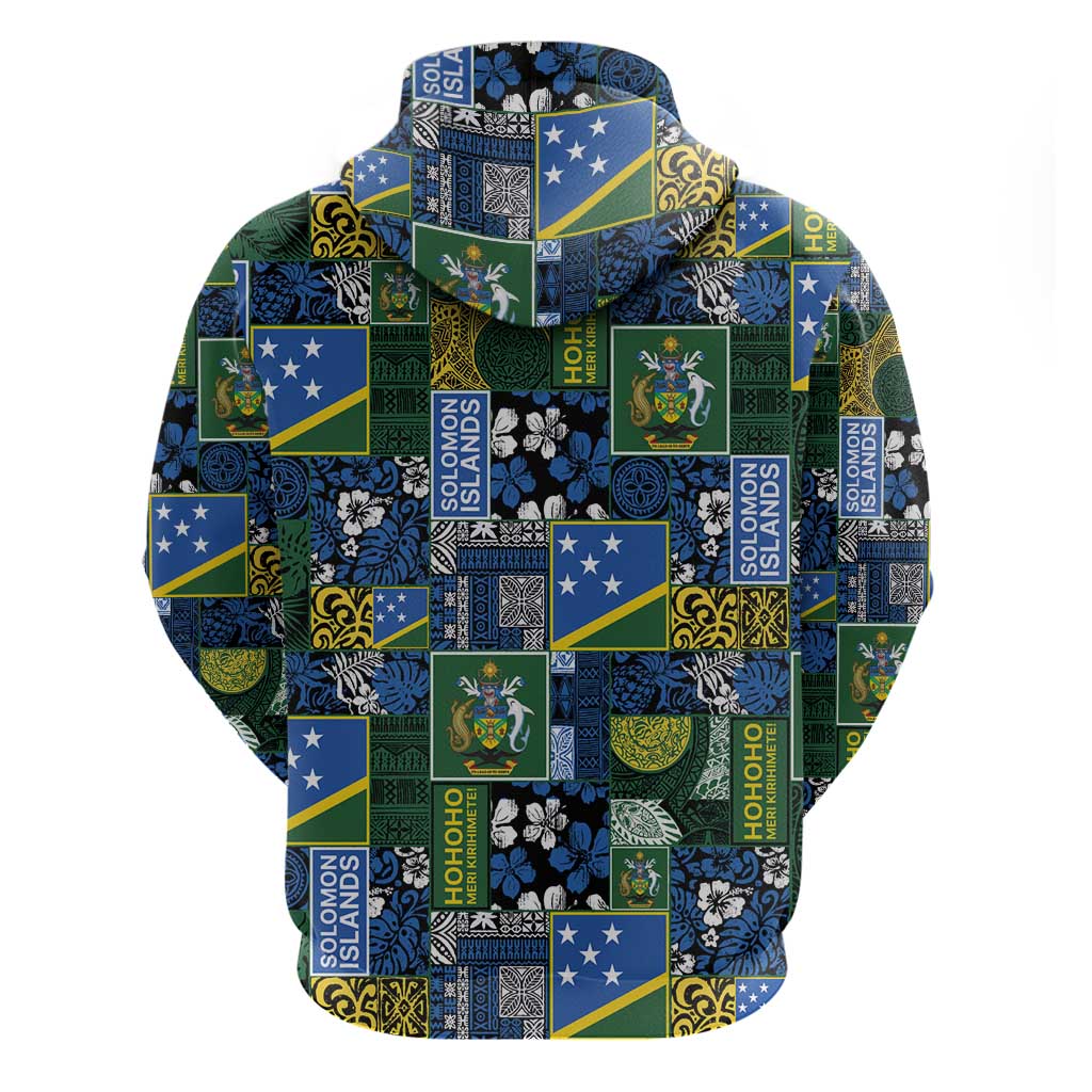 Solomon Islands Meri Kirihimete Hoodie Pacific Patchwork Xmas Vibes - Polynesian Pride