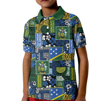 Solomon Islands Meri Kirihimete Kid Polo Shirt Pacific Patchwork Xmas Vibes - Polynesian Pride