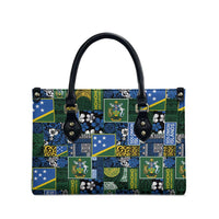 Solomon Islands Meri Kirihimete Leather Bag Pacific Patchwork Xmas Vibes - Polynesian Pride