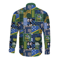 Solomon Islands Meri Kirihimete Long Sleeve Button Shirt Pacific Patchwork Xmas Vibes - Polynesian Pride