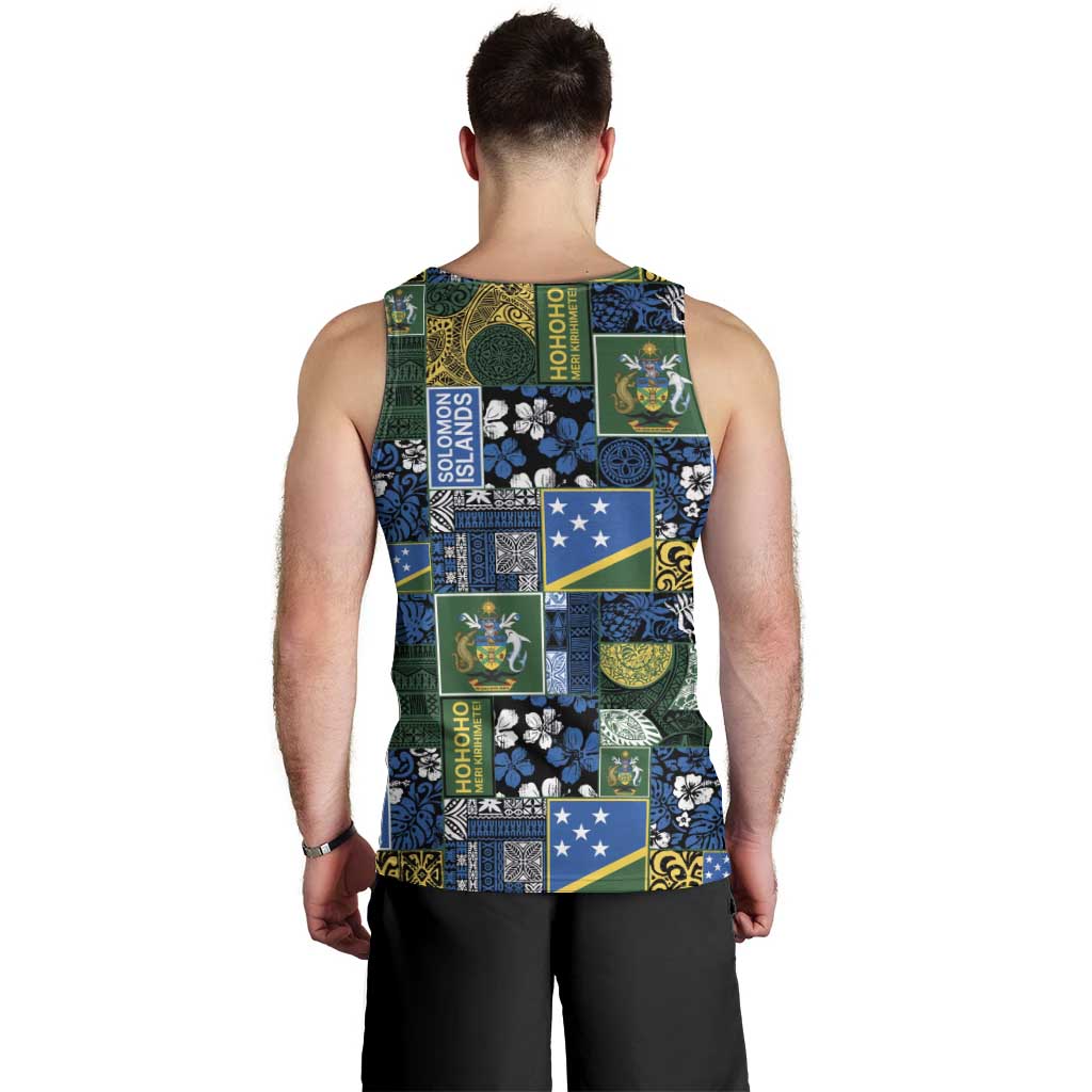Solomon Islands Meri Kirihimete Men Tank Top Pacific Patchwork Xmas Vibes - Polynesian Pride