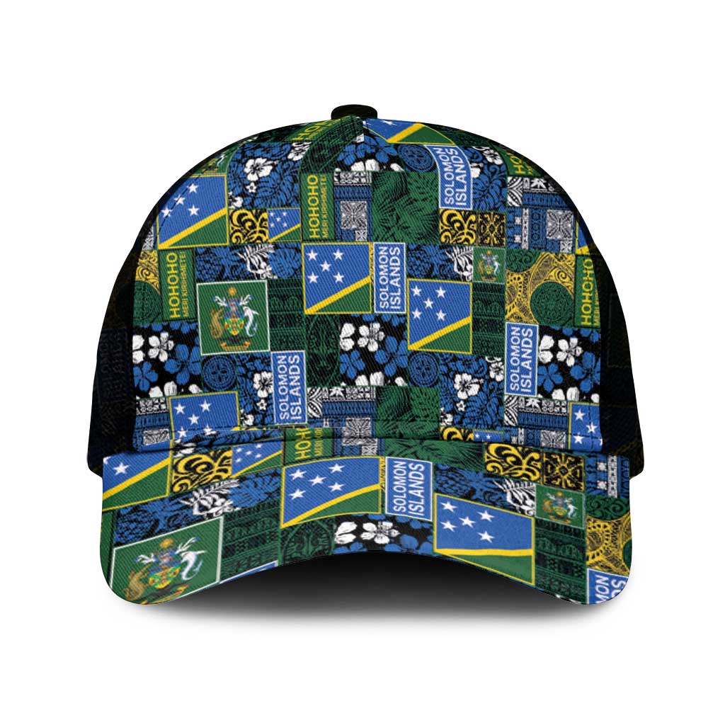 Solomon Islands Meri Kirihimete Mesh Trucker Cap Pacific Patchwork Xmas Vibes - Polynesian Pride