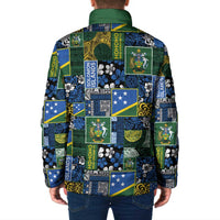 Solomon Islands Meri Kirihimete Padded Jacket Pacific Patchwork Xmas Vibes - Polynesian Pride