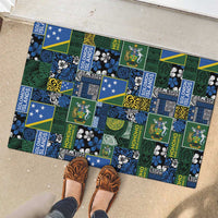 Solomon Islands Meri Kirihimete Rubber Doormat Pacific Patchwork Xmas Vibes - Polynesian Pride