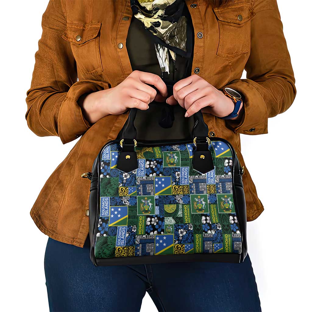 Solomon Islands Meri Kirihimete Shoulder Handbag Pacific Patchwork Xmas Vibes - Polynesian Pride