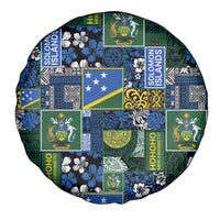 Solomon Islands Meri Kirihimete Spare Tire Cover Pacific Patchwork Xmas Vibes - Polynesian Pride