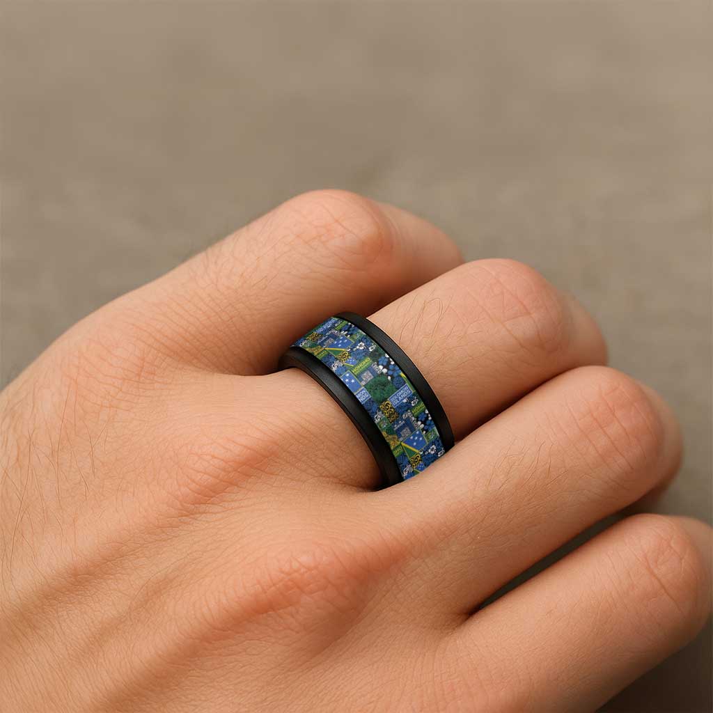 Solomon Islands Meri Kirihimete Spinner Ring Pacific Patchwork Xmas Vibes - Polynesian Pride