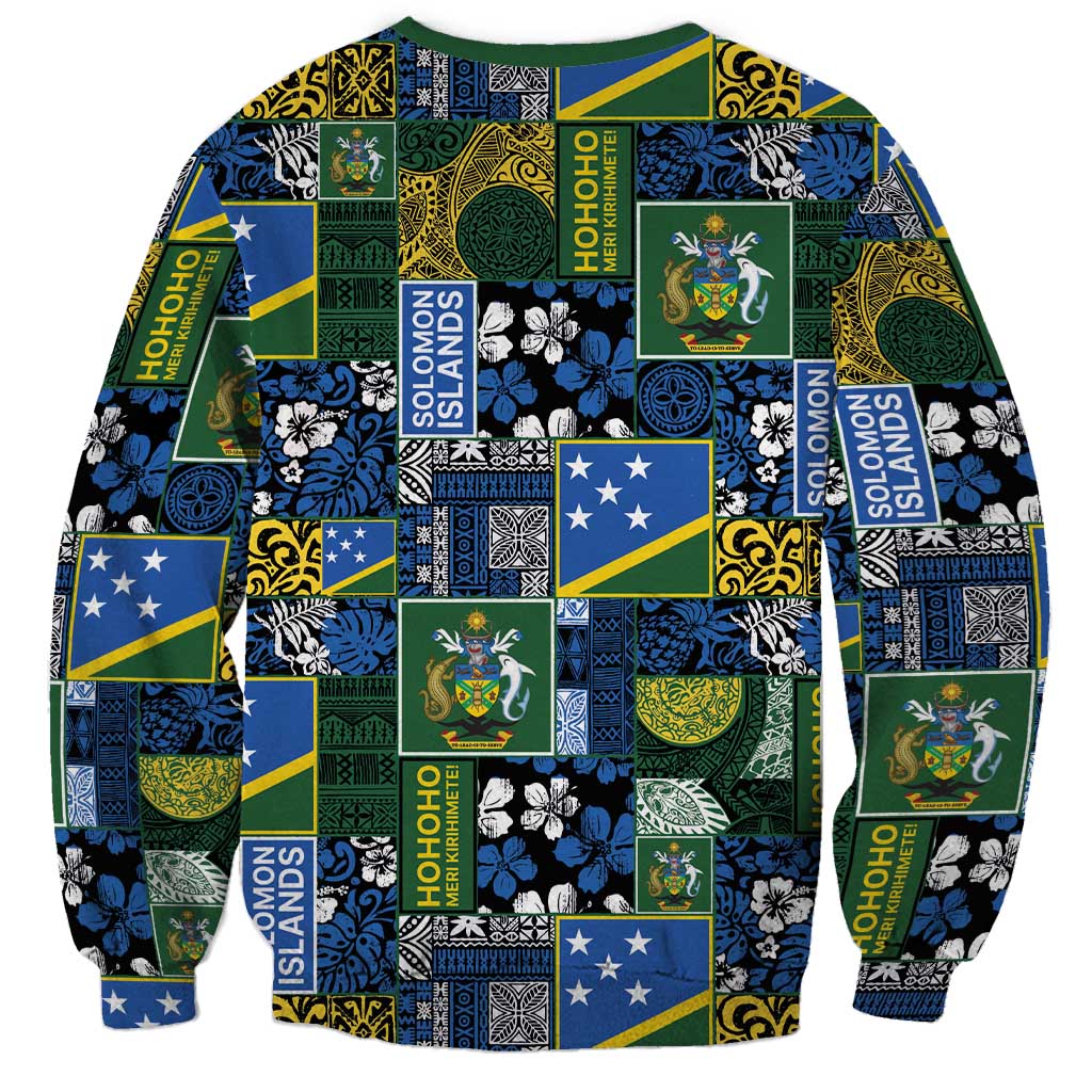 Solomon Islands Meri Kirihimete Sweatshirt Pacific Patchwork Xmas Vibes - Polynesian Pride