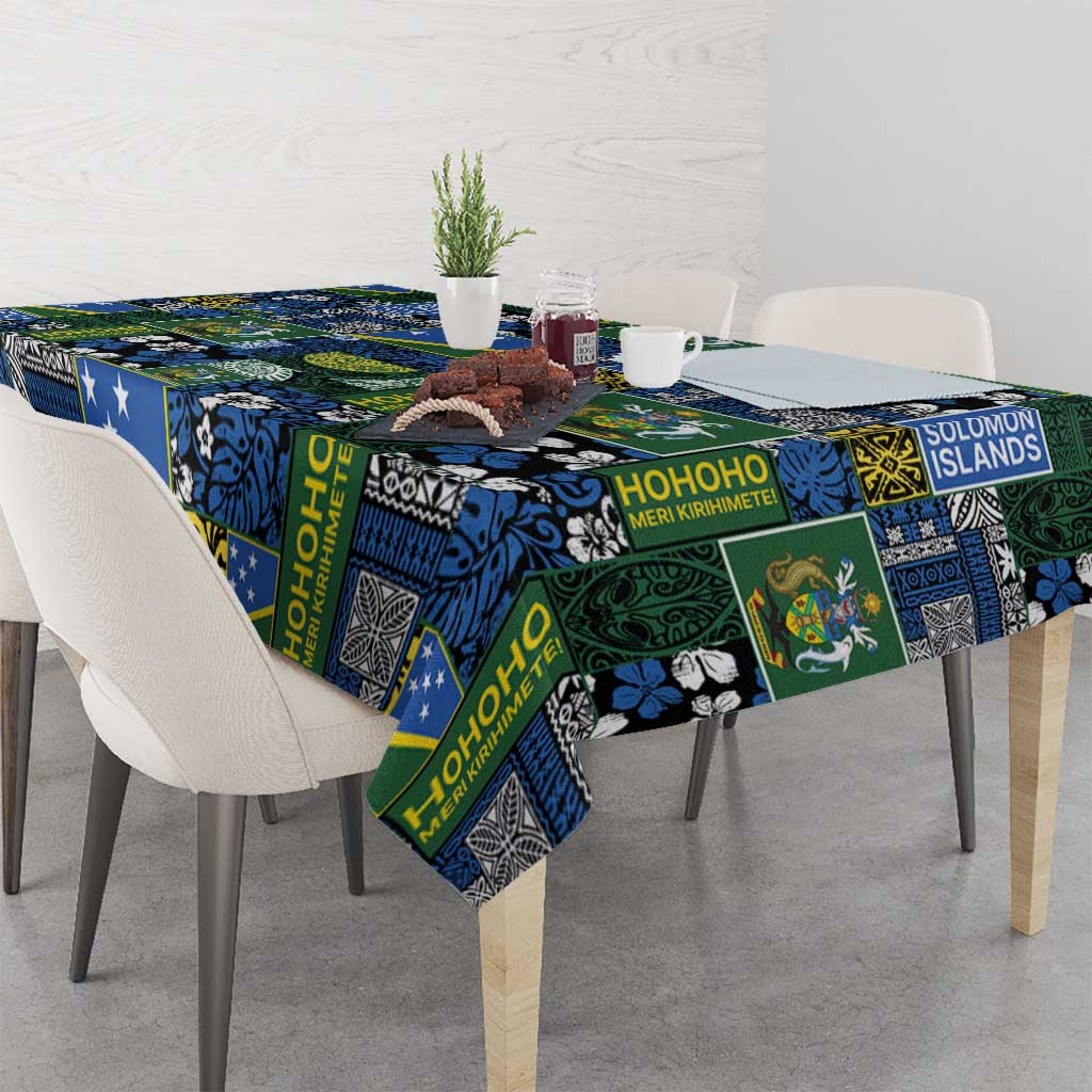 Solomon Islands Meri Kirihimete Tablecloth Pacific Patchwork Xmas Vibes - Polynesian Pride