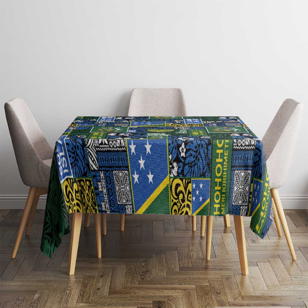 Solomon Islands Meri Kirihimete Tablecloth Pacific Patchwork Xmas Vibes - Polynesian Pride