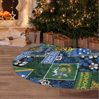 Solomon Islands Meri Kirihimete Tree Skirt Pacific Patchwork Xmas Vibes - Polynesian Pride