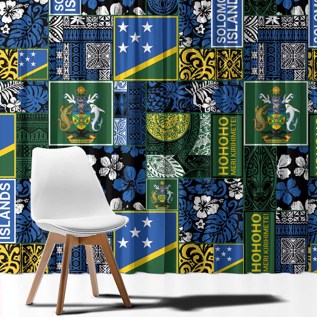 Solomon Islands Meri Kirihimete Window Curtain Pacific Patchwork Xmas Vibes - Polynesian Pride