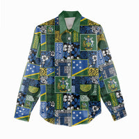 Solomon Islands Meri Kirihimete Women Casual Shirt Pacific Patchwork Xmas Vibes - Polynesian Pride