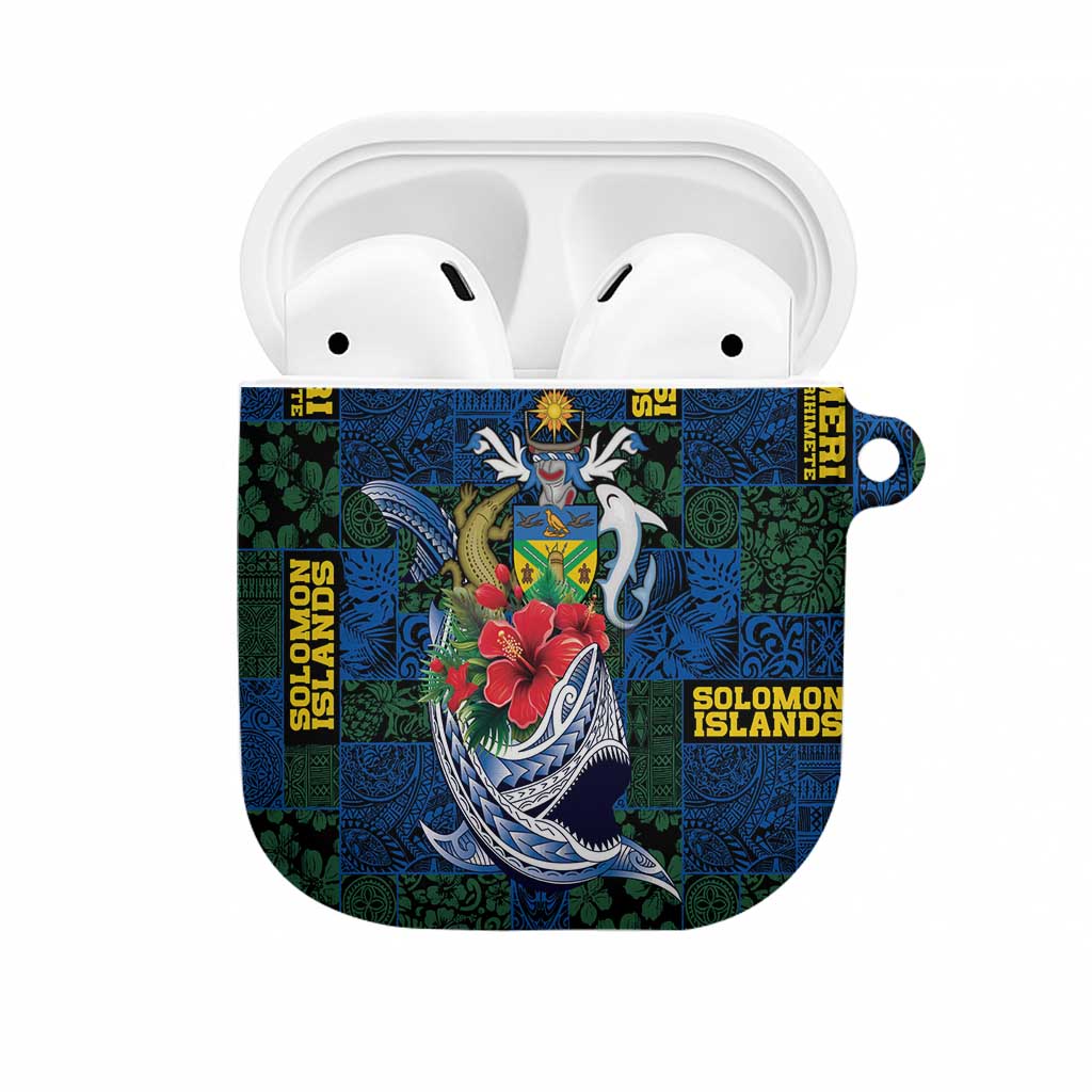 Solomon Islands Meri Kirihimete AirPods Case Funny Santa Riding Shark - Polynesian Pride