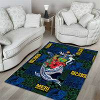 Solomon Islands Meri Kirihimete Area Rug Funny Santa Riding Shark - Polynesian Pride