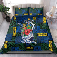 Solomon Islands Meri Kirihimete Bedding Set Funny Santa Riding Shark - Polynesian Pride