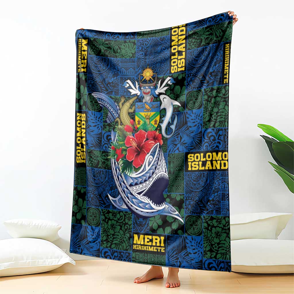 Solomon Islands Meri Kirihimete Blanket Funny Santa Riding Shark - Polynesian Pride