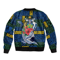 Solomon Islands Meri Kirihimete Bomber Jacket Funny Santa Riding Shark - Polynesian Pride