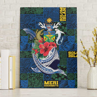 Solomon Islands Meri Kirihimete Canvas Wall Art Funny Santa Riding Shark - Polynesian Pride