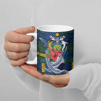 Solomon Islands Meri Kirihimete Ceramic Mug Funny Santa Riding Shark - Polynesian Pride